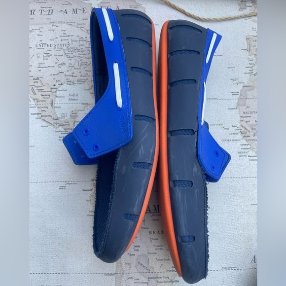 SWIMS Braided Lace Loafer Navy & Orange Slip On Shoes Land to Sea Size 12 - Picture 7 of 15